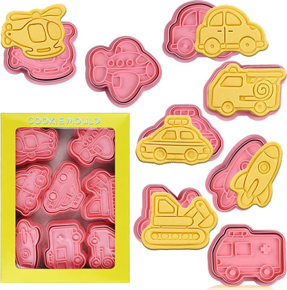 Animal Cookie Cutters With Plunger Stamps,8 Pcs 3D Animal Cookie Cutters | Animal Embossing Cutters for Biscuit Fondant Cheese Baking Molds