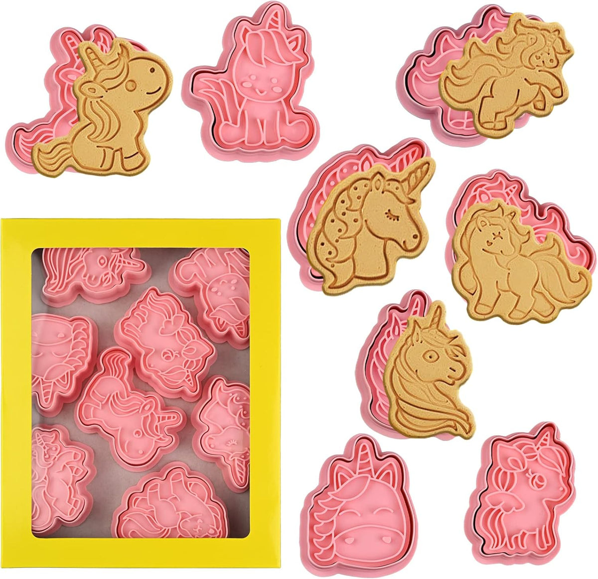 Animal Cookie Cutters With Plunger Stamps,8 Pcs 3D Animal Cookie Cutters | Animal Embossing Cutters for Biscuit Fondant Cheese Baking Molds