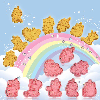 Animal Cookie Cutters With Plunger Stamps,8 Pcs 3D Animal Cookie Cutters | Animal Embossing Cutters for Biscuit Fondant Cheese Baking Molds