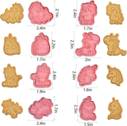 Animal Cookie Cutters With Plunger Stamps,8 Pcs 3D Animal Cookie Cutters | Animal Embossing Cutters for Biscuit Fondant Cheese Baking Molds