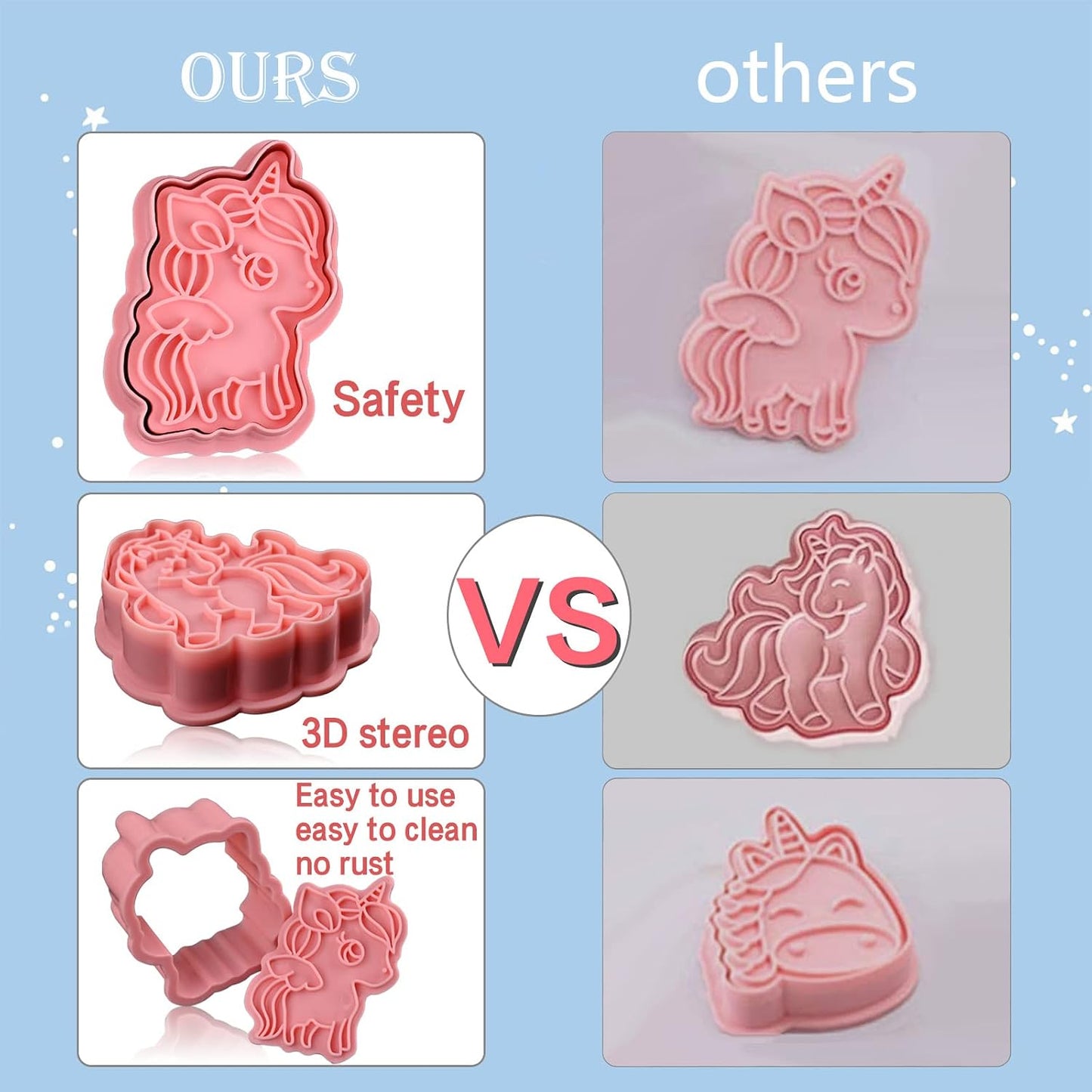 Animal Cookie Cutters With Plunger Stamps,8 Pcs 3D Animal Cookie Cutters | Animal Embossing Cutters for Biscuit Fondant Cheese Baking Molds