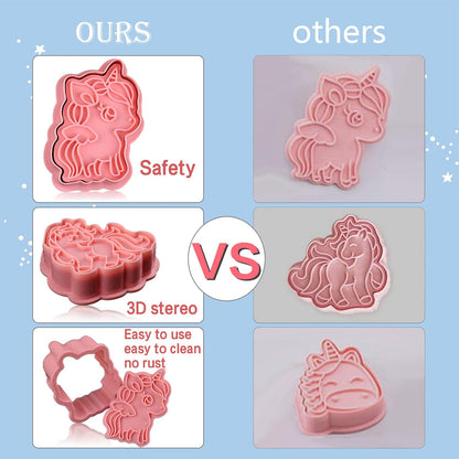 Animal Cookie Cutters With Plunger Stamps,8 Pcs 3D Animal Cookie Cutters | Animal Embossing Cutters for Biscuit Fondant Cheese Baking Molds
