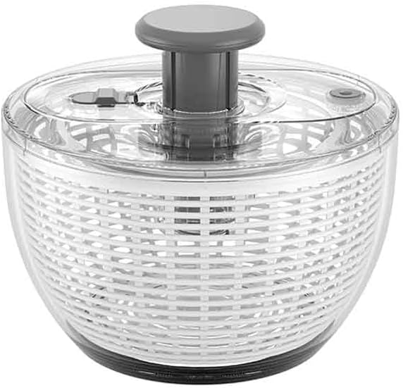quick press salad spinner and vegetable washer tool for lettuce spinner capacity Fruit Washing Bowl with fruit washing bowl with strainer dehydrator kitchen appliances (Large - 6.34 qt)