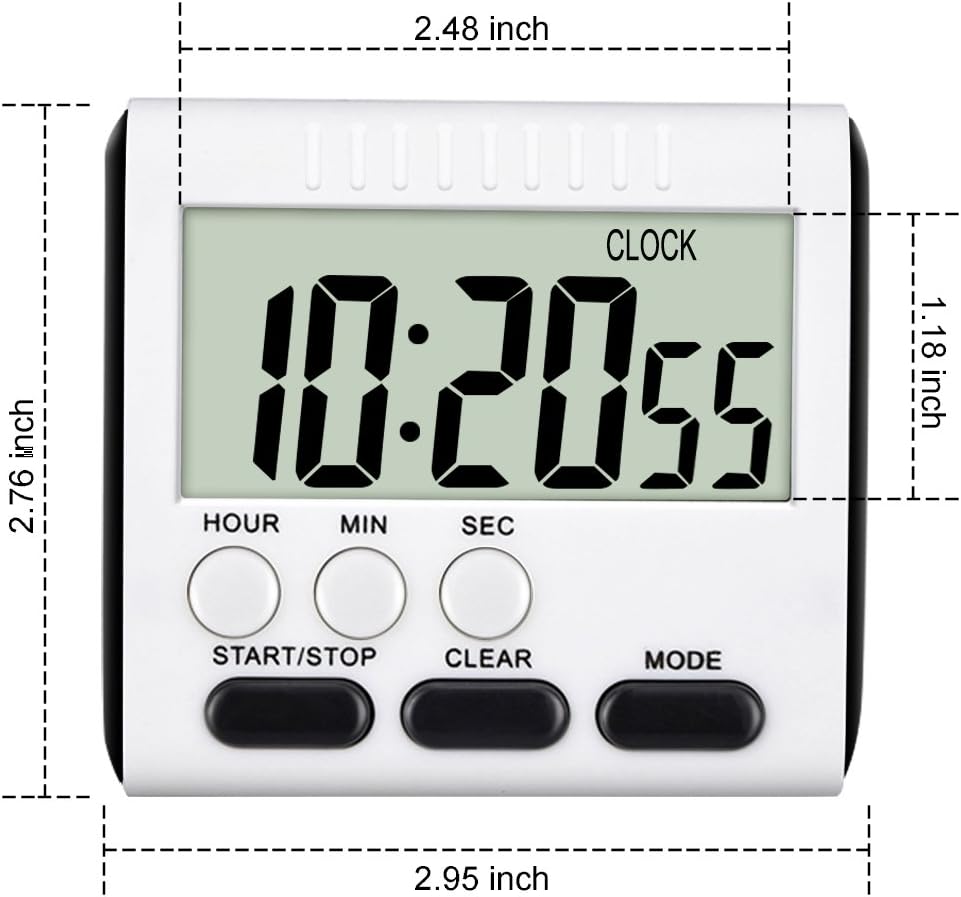3 Pcs Magnetic Digital Timer for Kitchen Classroom, Black White