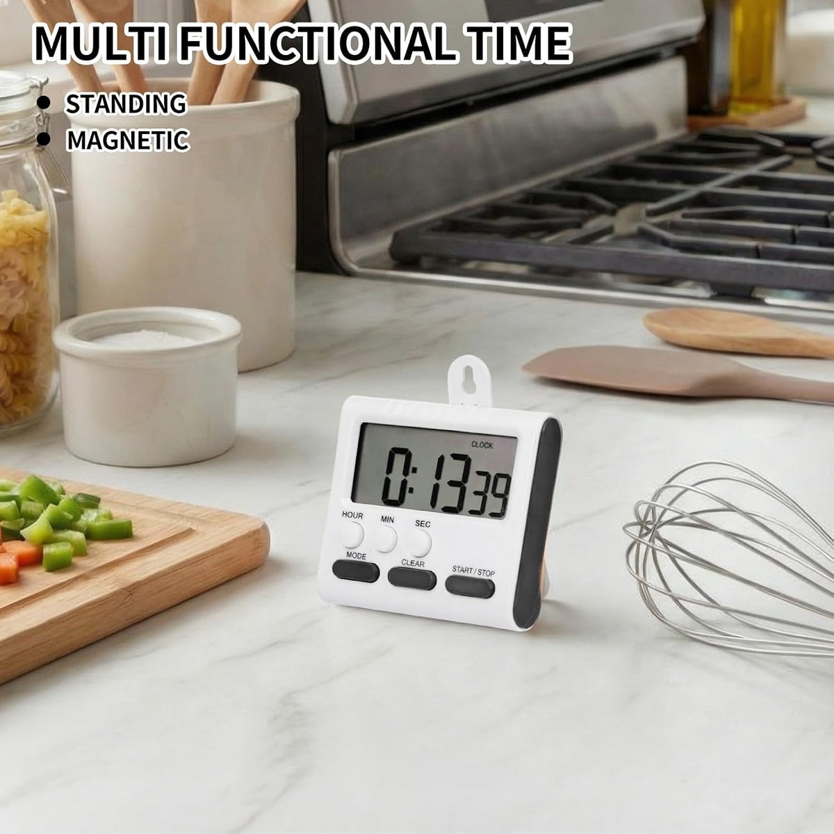 3 Pcs Magnetic Digital Timer for Kitchen Classroom, Black White