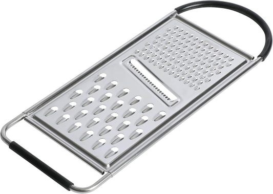 Helmsdale Flat Cheese Grater With Anti-Slip Handle, Stainless Steel Zester/Multi-Functional Tool for Kitchen Preperation, Black