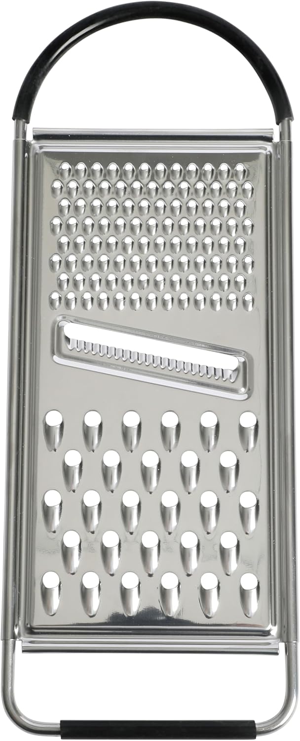 Helmsdale Flat Cheese Grater With Anti-Slip Handle, Stainless Steel Zester/Multi-Functional Tool for Kitchen Preperation, Black