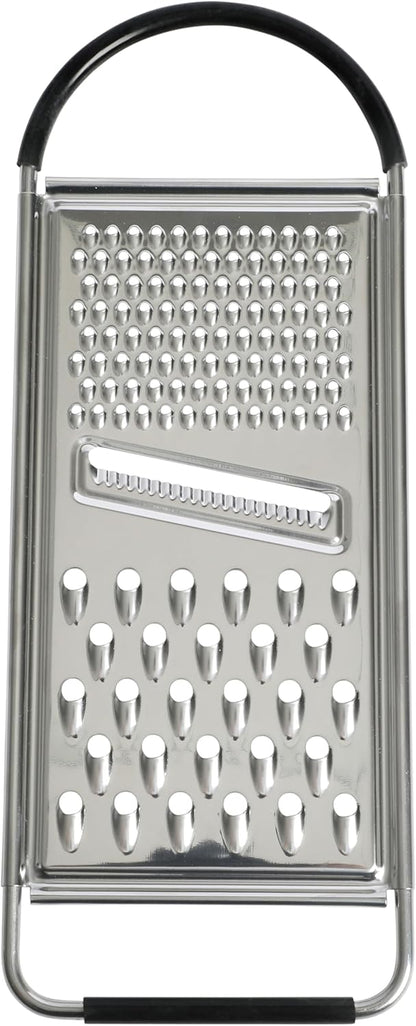 Helmsdale Flat Cheese Grater With Anti-Slip Handle, Stainless Steel Zester/Multi-Functional Tool for Kitchen Preperation, Black