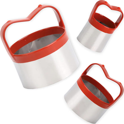 3Pcs Round Cookie Cutters with Handle, Circle Biscuit Cutter for Baking, Dough Cutter, Metal Cookie Cutters, Coated and Soft PVC for Protection