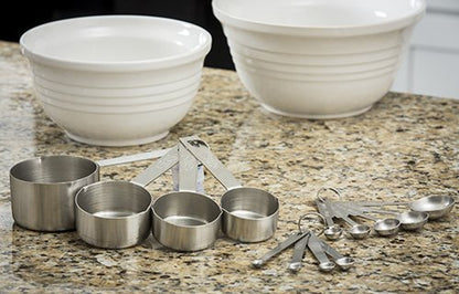 Bakers Dozen Measuring Set Includes Measuring Spoons, Measuring Cups and Spice Spoons Silver