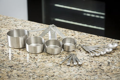 Bakers Dozen Measuring Set Includes Measuring Spoons, Measuring Cups and Spice Spoons Silver