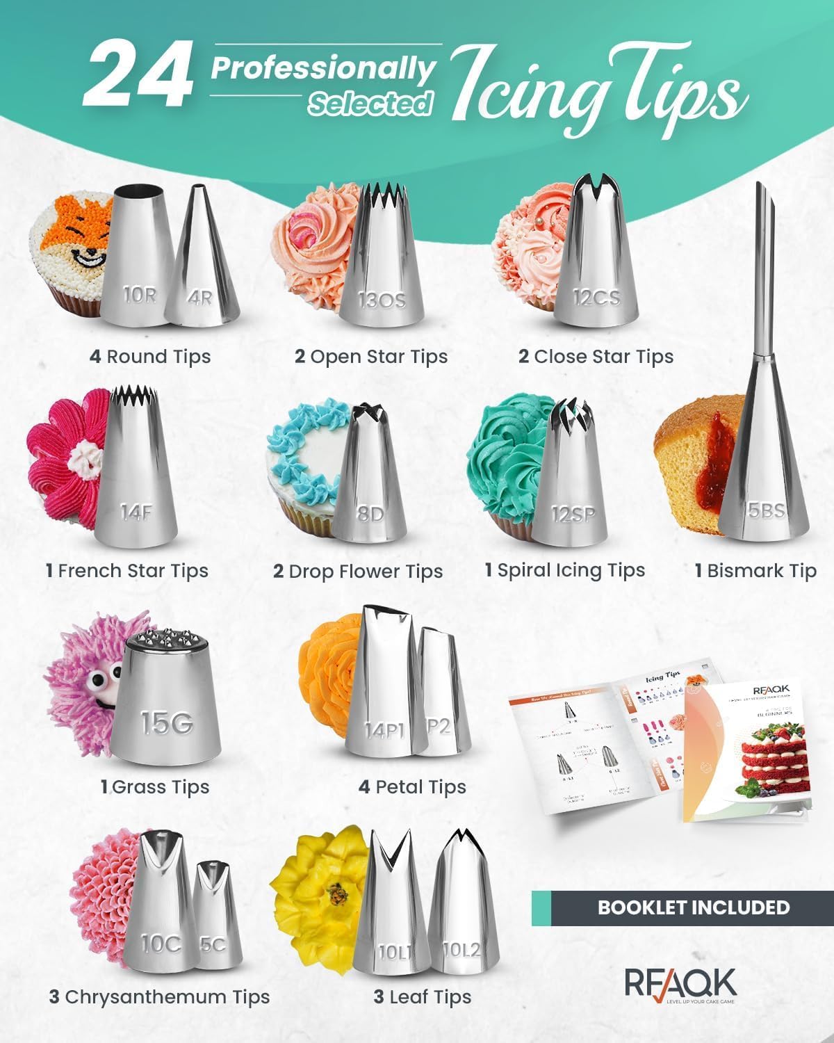 90PCs Cake Decorating Kit for Beginners, Baking Supplies Includes Cake Turntable, Cake Leveler, 24 Icing Piping Tips, 56 Piping Bags, 2 Couplers, Spatulas, Scrapers, Video Course and Booklet
