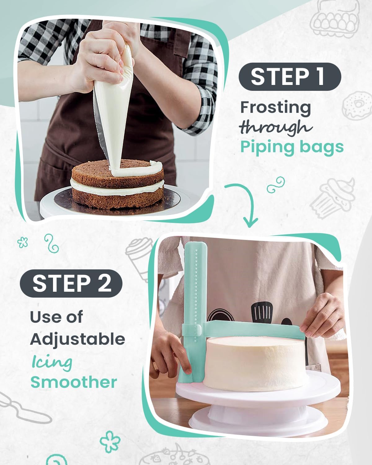 90PCs Cake Decorating Kit for Beginners, Baking Supplies Includes Cake Turntable, Cake Leveler, 24 Icing Piping Tips, 56 Piping Bags, 2 Couplers, Spatulas, Scrapers, Video Course and Booklet
