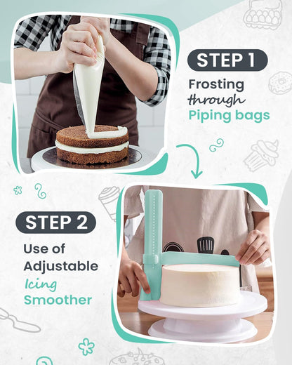 90PCs Cake Decorating Kit for Beginners, Baking Supplies Includes Cake Turntable, Cake Leveler, 24 Icing Piping Tips, 56 Piping Bags, 2 Couplers, Spatulas, Scrapers, Video Course and Booklet
