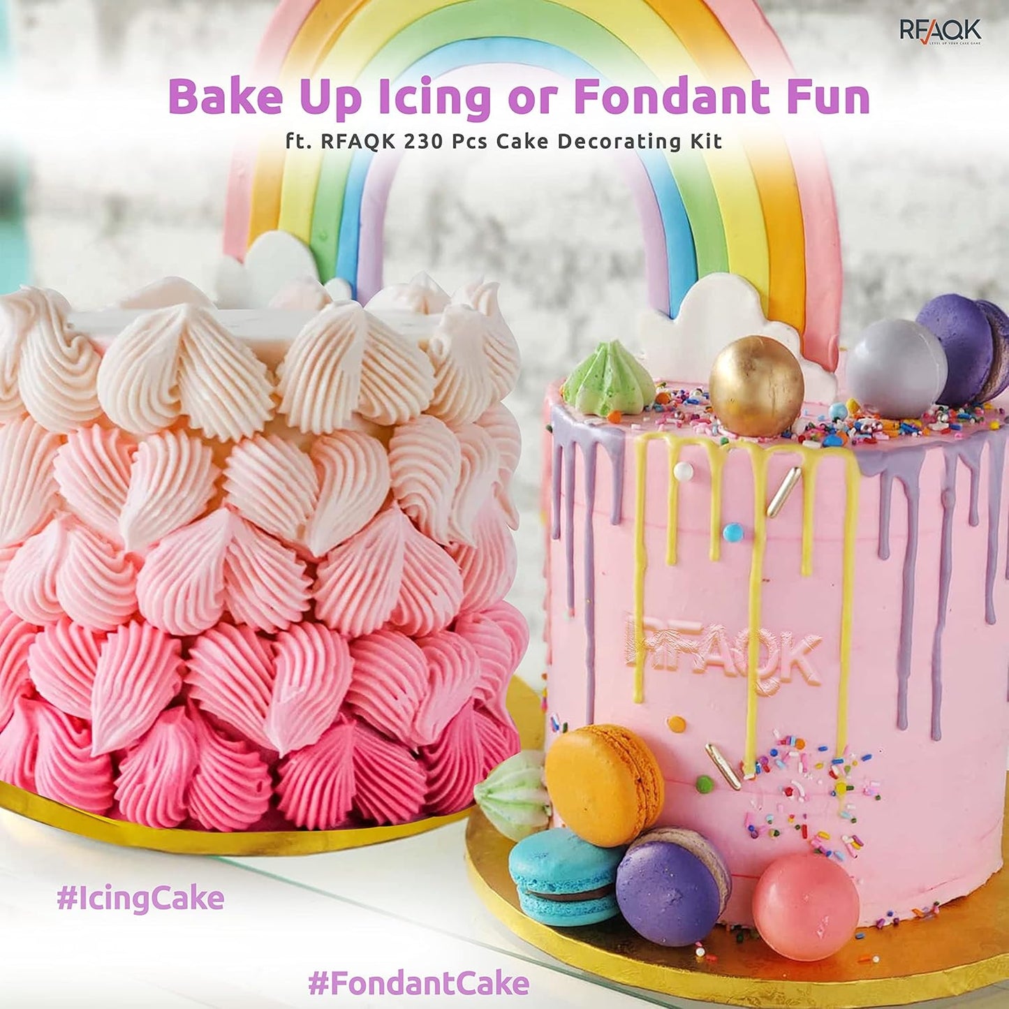 90PCs Cake Decorating Kit for Beginners, Baking Supplies Includes Cake Turntable, Cake Leveler, 24 Icing Piping Tips, 56 Piping Bags, 2 Couplers, Spatulas, Scrapers, Video Course and Booklet