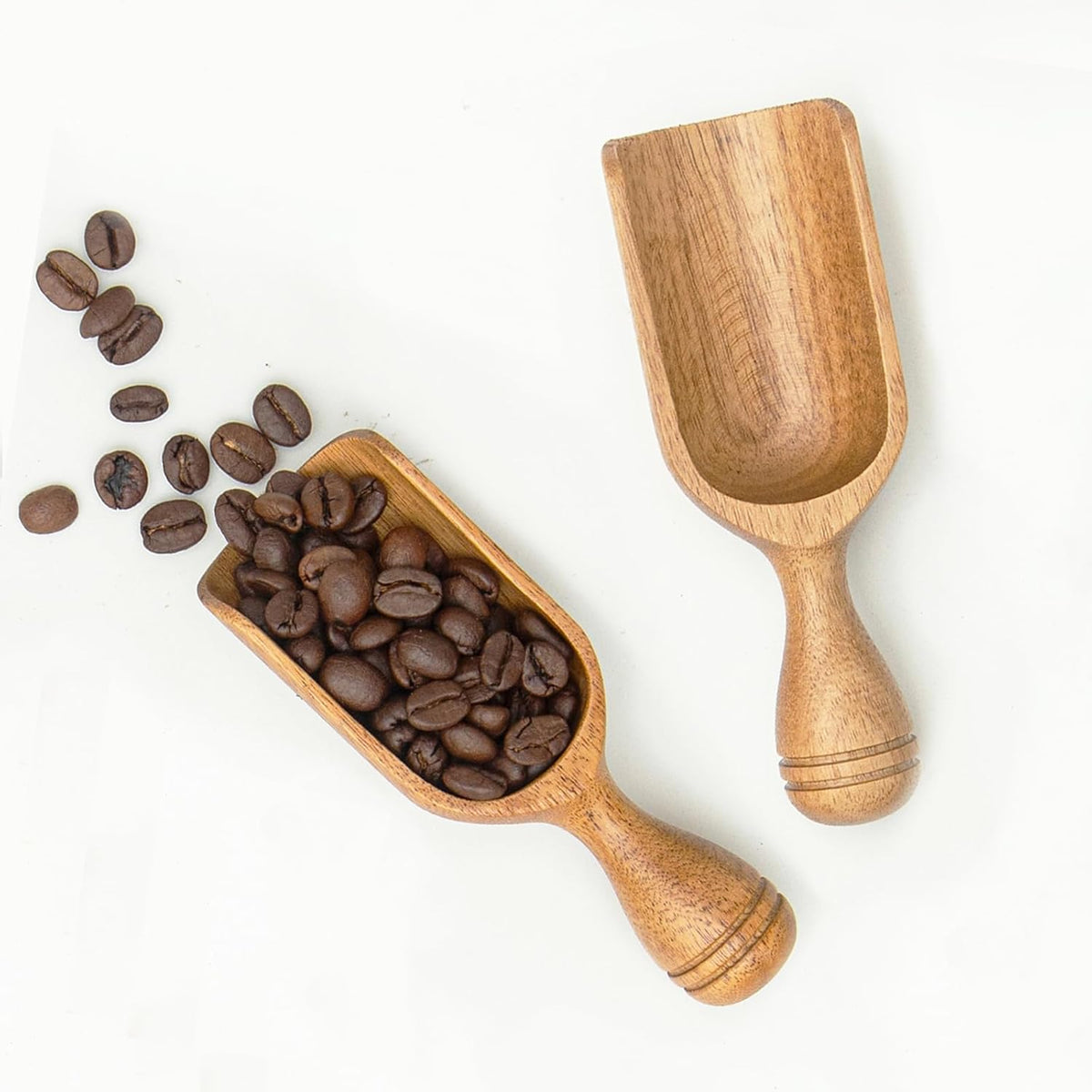 Wooden Scoops for Canisters 4PCS Wooden Scoop for Jars Acacia Mini Measuring Spoons for Ground Coffee Scoops Shovel Kitchen Scooping for Tea Powder & Bath Salt Laundry Detergent Shove- Multipurpose