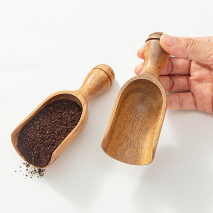 Wooden Scoops for Canisters 4PCS Wooden Scoop for Jars Acacia Mini Measuring Spoons for Ground Coffee Scoops Shovel Kitchen Scooping for Tea Powder & Bath Salt Laundry Detergent Shove- Multipurpose
