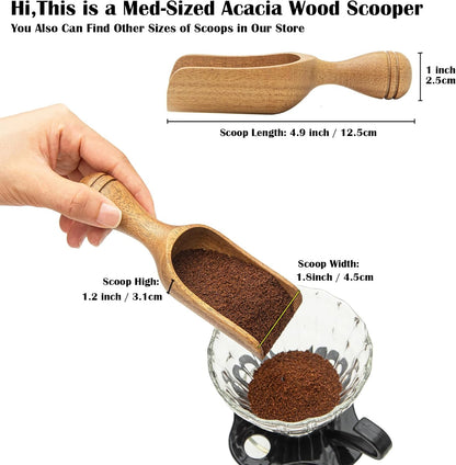 Wooden Scoops for Canisters 4PCS Wooden Scoop for Jars Acacia Mini Measuring Spoons for Ground Coffee Scoops Shovel Kitchen Scooping for Tea Powder & Bath Salt Laundry Detergent Shove- Multipurpose