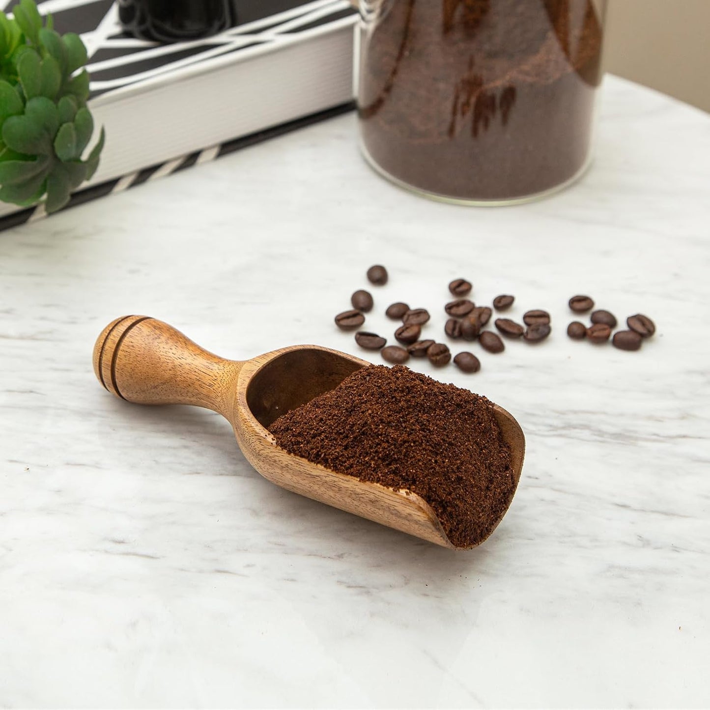 Wooden Scoops for Canisters 4PCS Wooden Scoop for Jars Acacia Mini Measuring Spoons for Ground Coffee Scoops Shovel Kitchen Scooping for Tea Powder & Bath Salt Laundry Detergent Shove- Multipurpose
