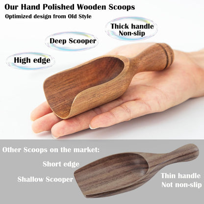 Wooden Scoops for Canisters 4PCS Wooden Scoop for Jars Acacia Mini Measuring Spoons for Ground Coffee Scoops Shovel Kitchen Scooping for Tea Powder & Bath Salt Laundry Detergent Shove- Multipurpose