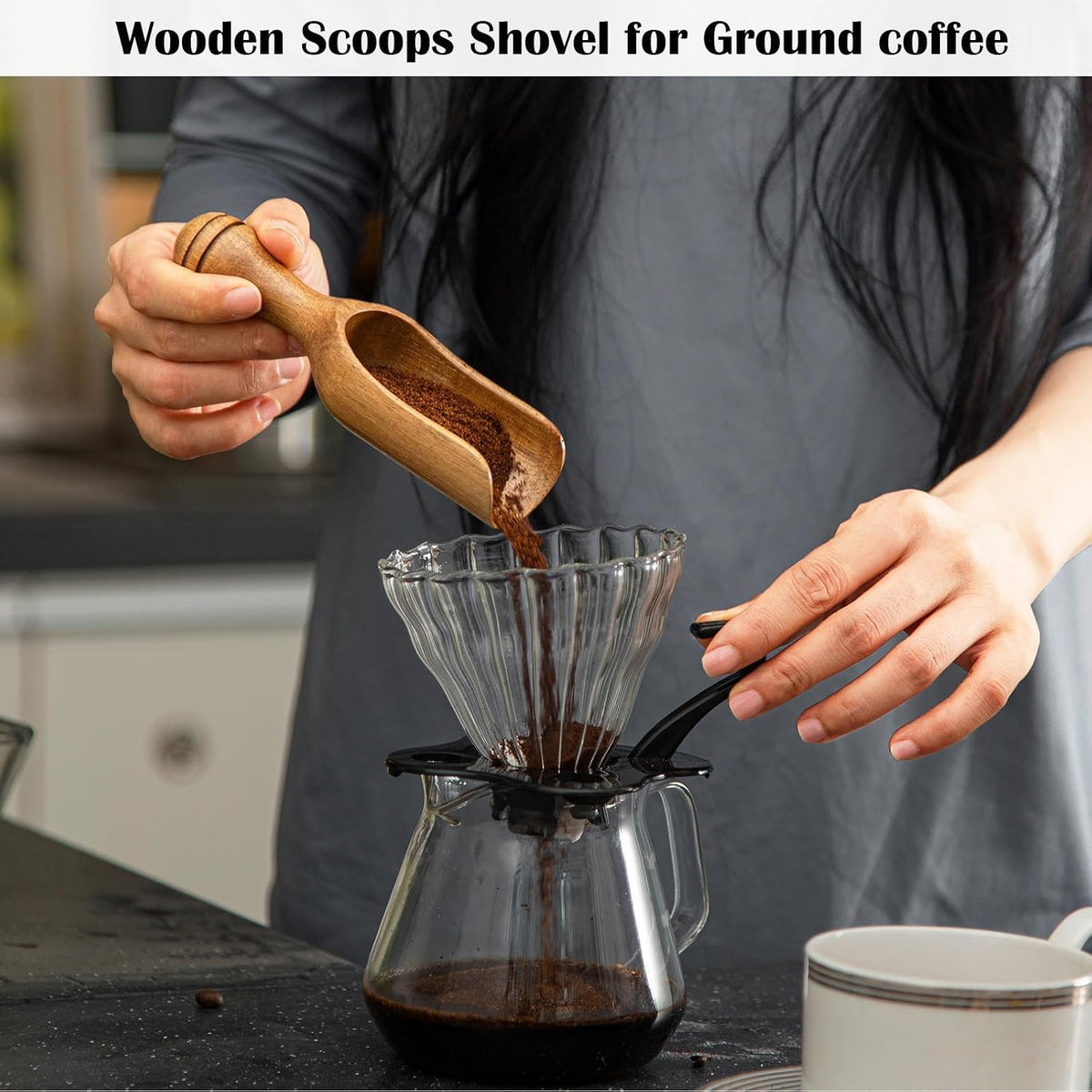 Wooden Scoops for Canisters 4PCS Wooden Scoop for Jars Acacia Mini Measuring Spoons for Ground Coffee Scoops Shovel Kitchen Scooping for Tea Powder & Bath Salt Laundry Detergent Shove- Multipurpose