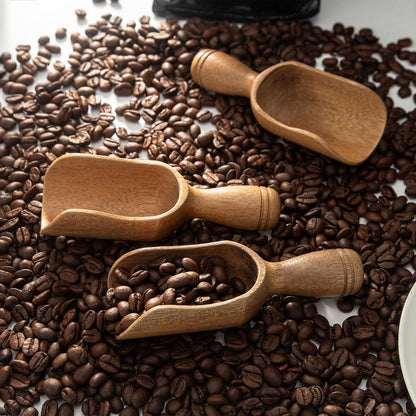 Wooden Scoops for Canisters 4PCS Wooden Scoop for Jars Acacia Mini Measuring Spoons for Ground Coffee Scoops Shovel Kitchen Scooping for Tea Powder & Bath Salt Laundry Detergent Shove- Multipurpose