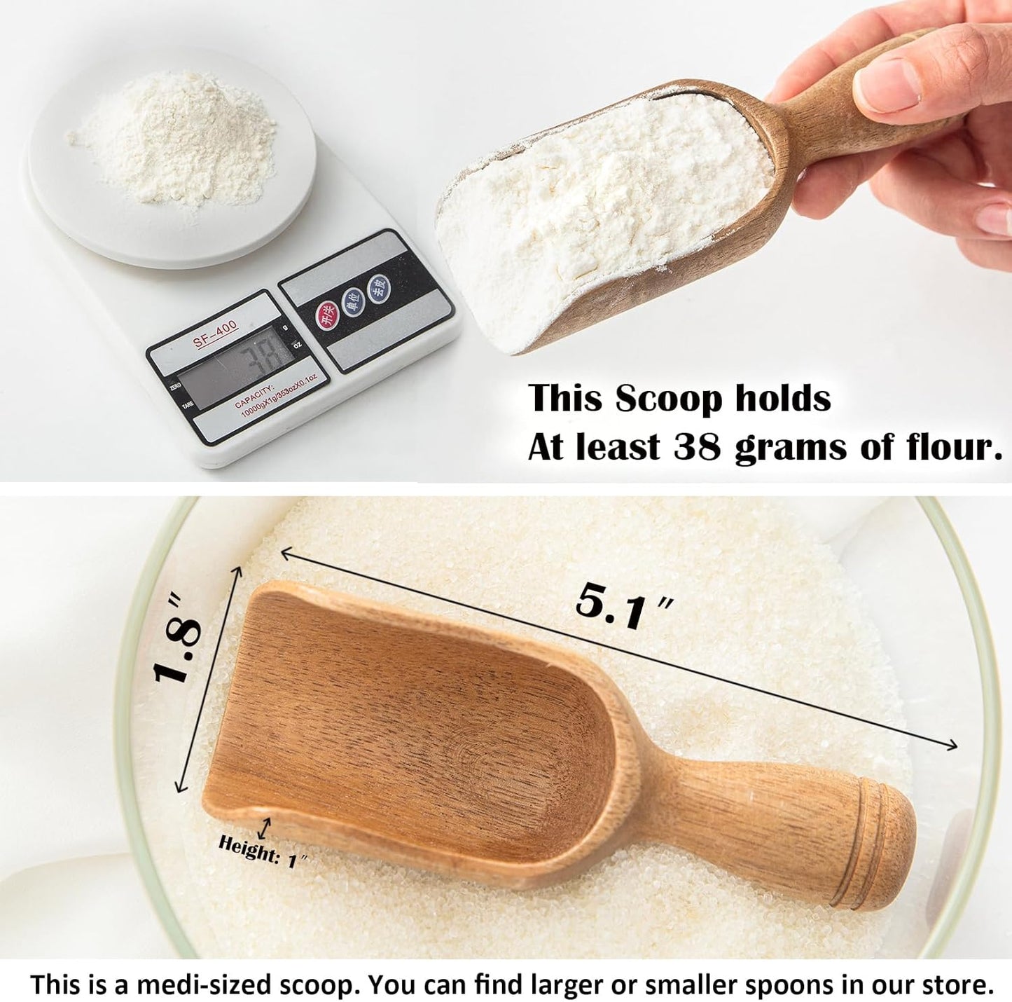 Wooden Scoops for Canisters 4PCS Wooden Scoop for Jars Acacia Mini Measuring Spoons for Ground Coffee Scoops Shovel Kitchen Scooping for Tea Powder & Bath Salt Laundry Detergent Shove- Multipurpose
