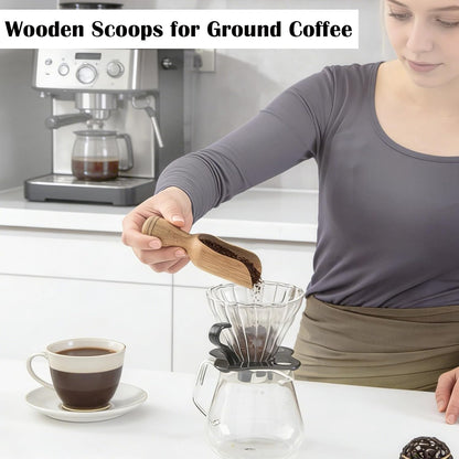 Wooden Scoops for Canisters 4PCS Wooden Scoop for Jars Acacia Mini Measuring Spoons for Ground Coffee Scoops Shovel Kitchen Scooping for Tea Powder & Bath Salt Laundry Detergent Shove- Multipurpose