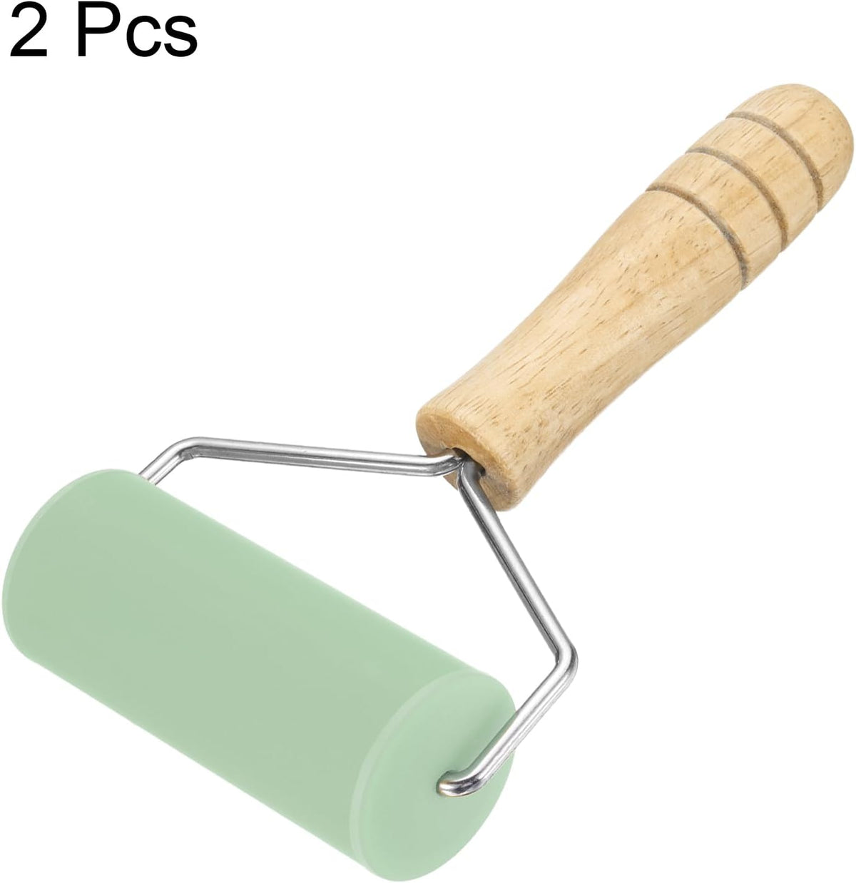 2pcs Rolling Pin 7.6" x 1.69" Silicone Roller Wood Handle Non-Stick Fondant Roller Dough Roller Rolling Pins for Baking Cookie Pastry Clay, Blue