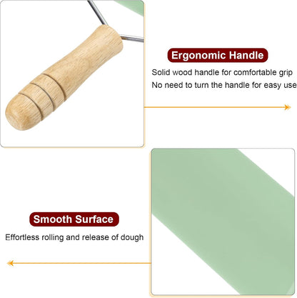 2pcs Rolling Pin 7.6" x 1.69" Silicone Roller Wood Handle Non-Stick Fondant Roller Dough Roller Rolling Pins for Baking Cookie Pastry Clay, Blue