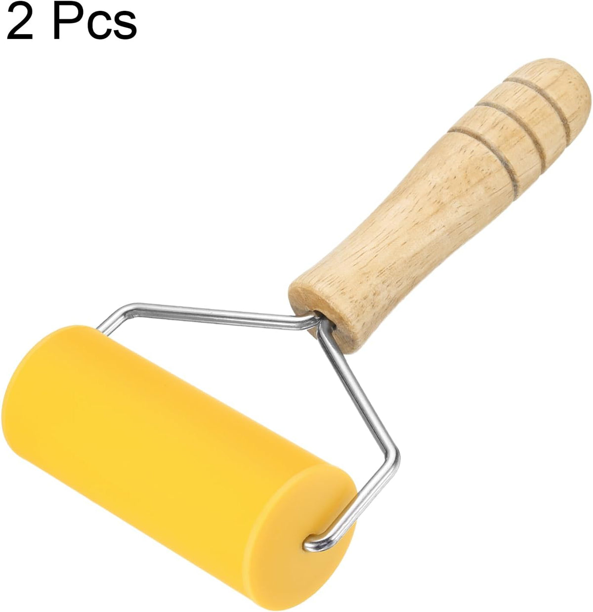 2pcs Rolling Pin 7.6" x 1.69" Silicone Roller Wood Handle Non-Stick Fondant Roller Dough Roller Rolling Pins for Baking Cookie Pastry Clay, Blue