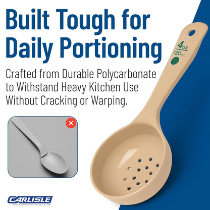 Measure Miser Plastic Perforated Measuring Spoon with Short Handle, 4 Ounces, Beige