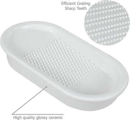 Ceramics Grater Plates Grating Dishes (Spade-shaped) | For Ginger Garlic Wasabi Daikon Fruits Root Vegetable Home Kitchen Cooking Preparation