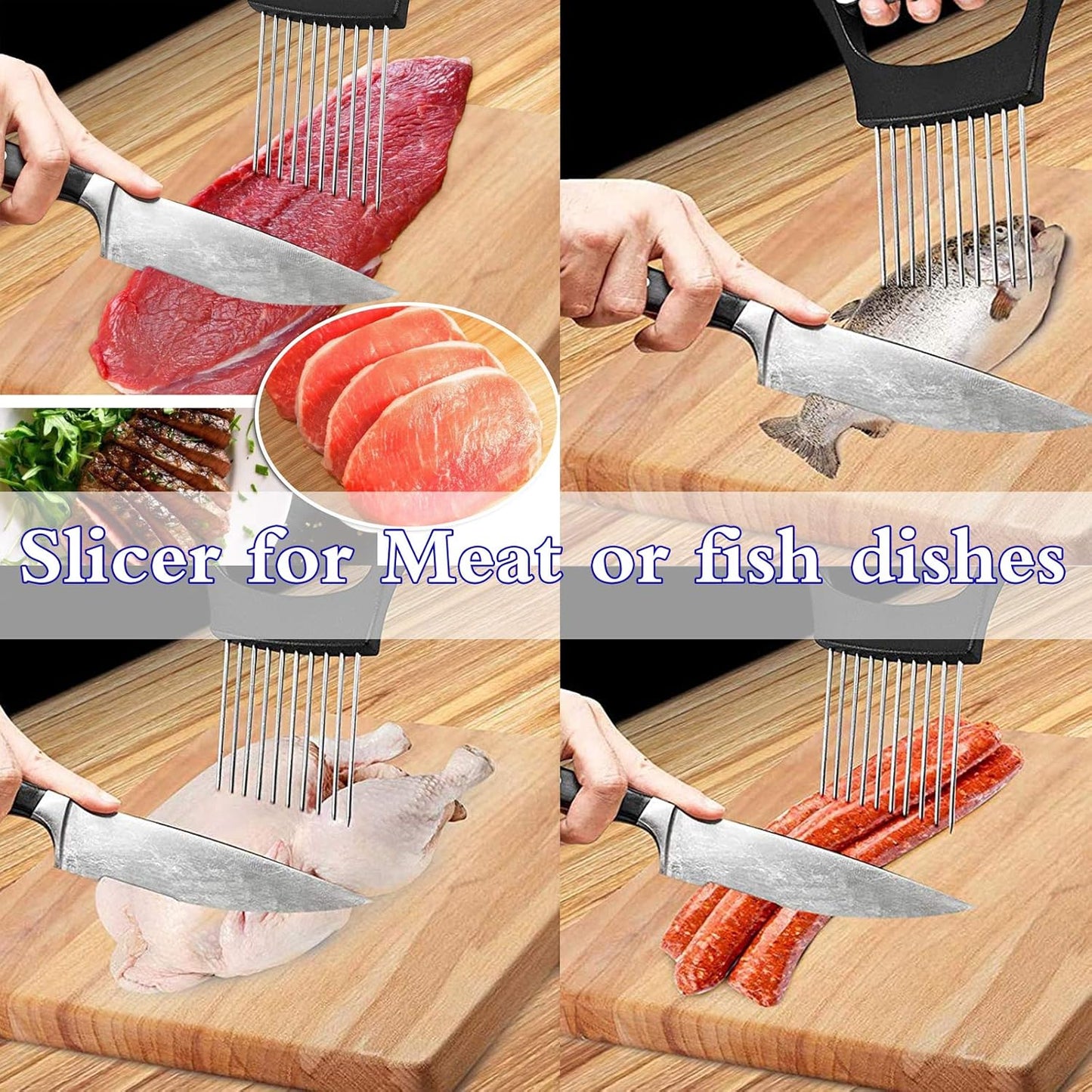 Stainless Steel Onion Holder for Slicing,Onion Slicer Holder,Kitchen Gadget | Onion Slicer Holder, Onion Cutter for Slicing of Onions, Tomatoes, Avocados, Eggs and Other Vegetables, Kitchen Utensils