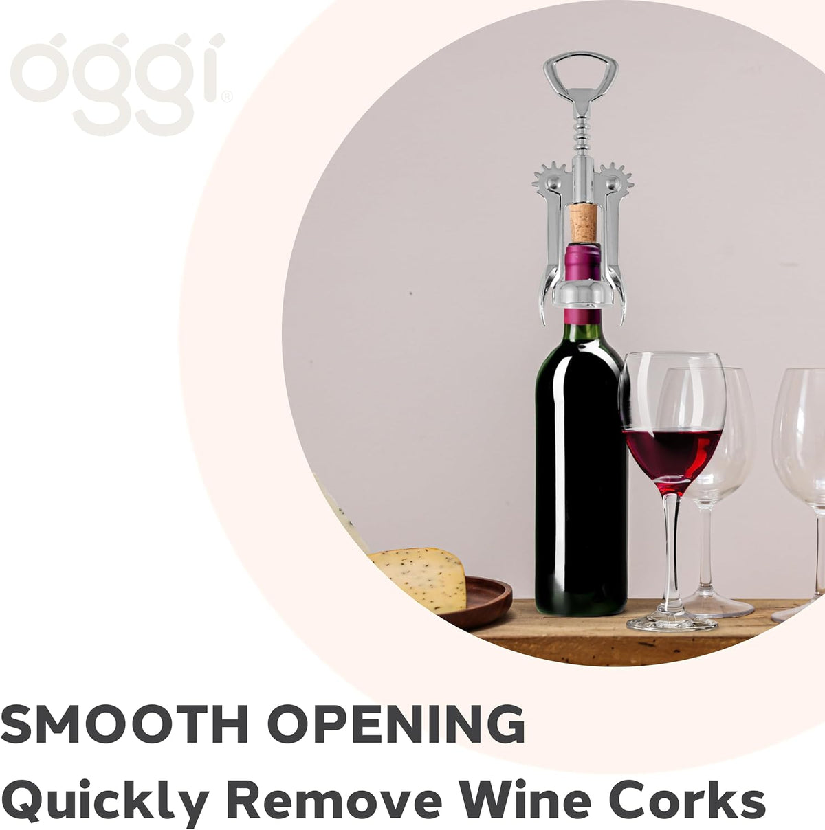Wine Opener, Wing Corkscrew, Metal Manual Wine Bottle Opener, Multifunctional Cork Screw for Home & Waiters with Beer Bottle Opener, Durable Design
