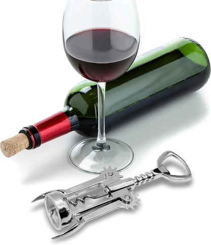Wine Opener, Wing Corkscrew, Metal Manual Wine Bottle Opener, Multifunctional Cork Screw for Home & Waiters with Beer Bottle Opener, Durable Design