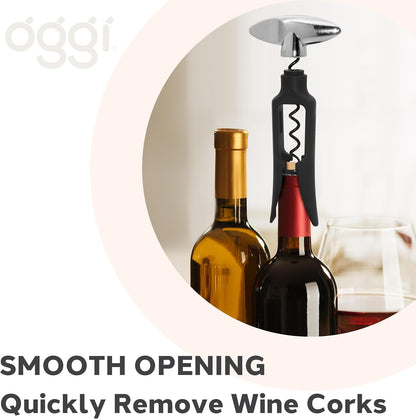 Wine Opener, Wing Corkscrew, Metal Manual Wine Bottle Opener, Multifunctional Cork Screw for Home & Waiters with Beer Bottle Opener, Durable Design