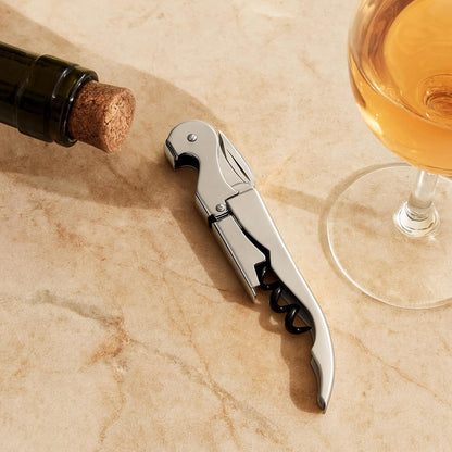Wine Opener, Wing Corkscrew, Metal Manual Wine Bottle Opener, Multifunctional Cork Screw for Home & Waiters with Beer Bottle Opener, Durable Design