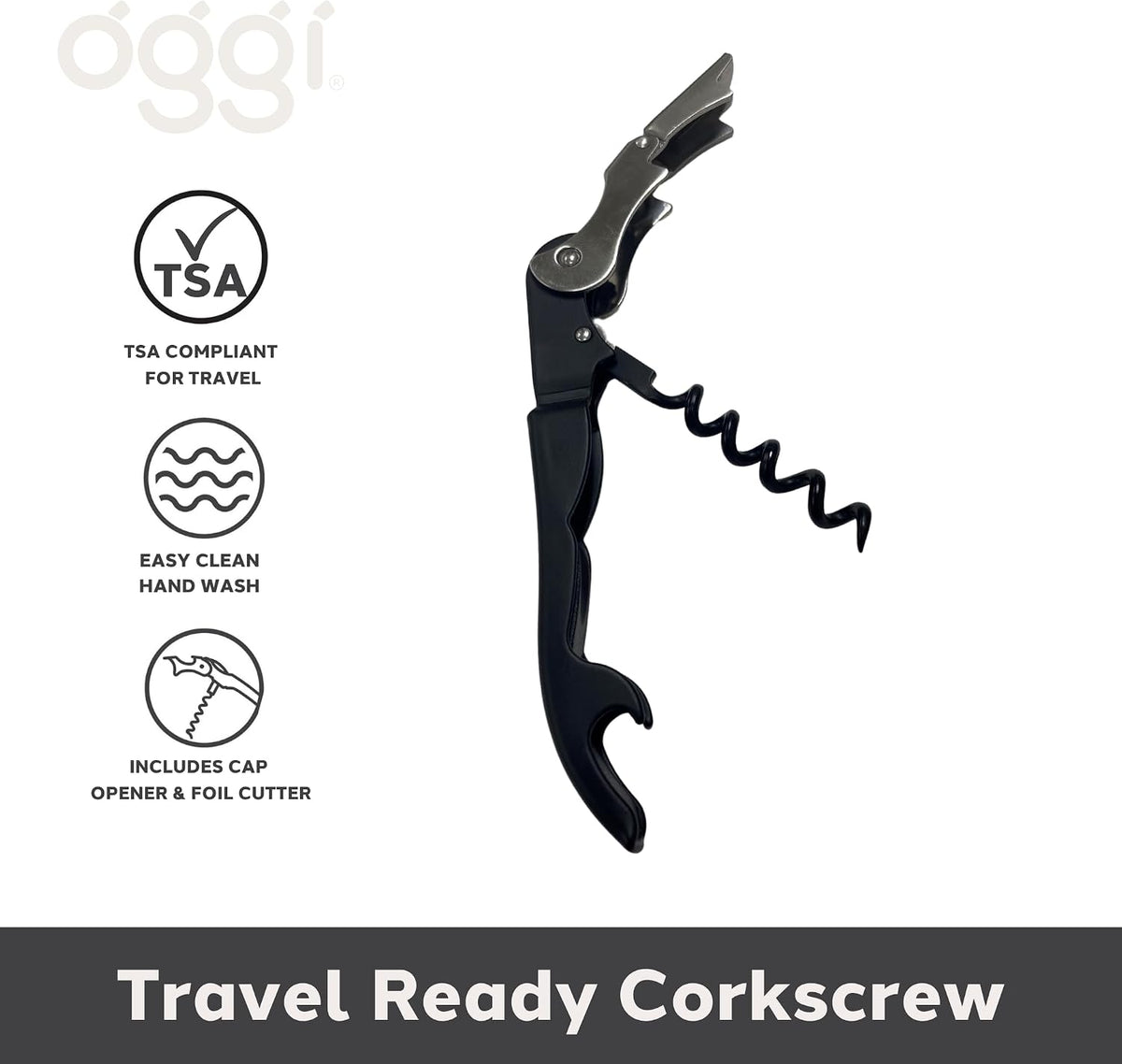 Wine Opener, Wing Corkscrew, Metal Manual Wine Bottle Opener, Multifunctional Cork Screw for Home & Waiters with Beer Bottle Opener, Durable Design