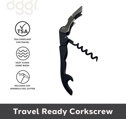 Wine Opener, Wing Corkscrew, Metal Manual Wine Bottle Opener, Multifunctional Cork Screw for Home & Waiters with Beer Bottle Opener, Durable Design