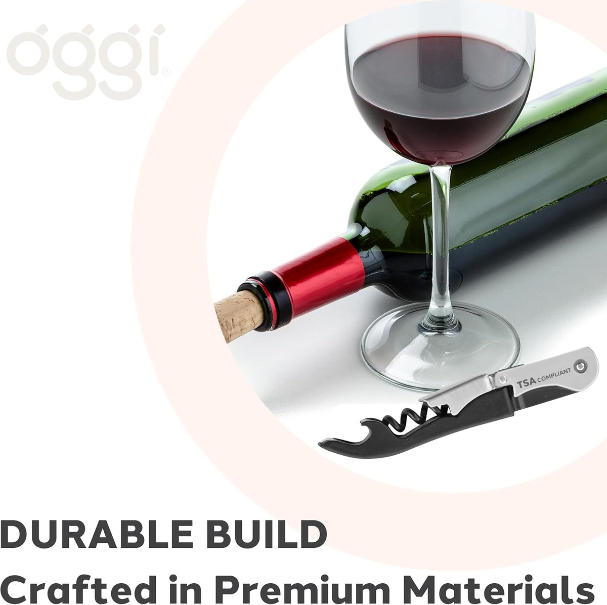 Wine Opener, Wing Corkscrew, Metal Manual Wine Bottle Opener, Multifunctional Cork Screw for Home & Waiters with Beer Bottle Opener, Durable Design