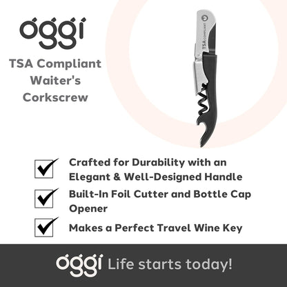 Wine Opener, Wing Corkscrew, Metal Manual Wine Bottle Opener, Multifunctional Cork Screw for Home & Waiters with Beer Bottle Opener, Durable Design