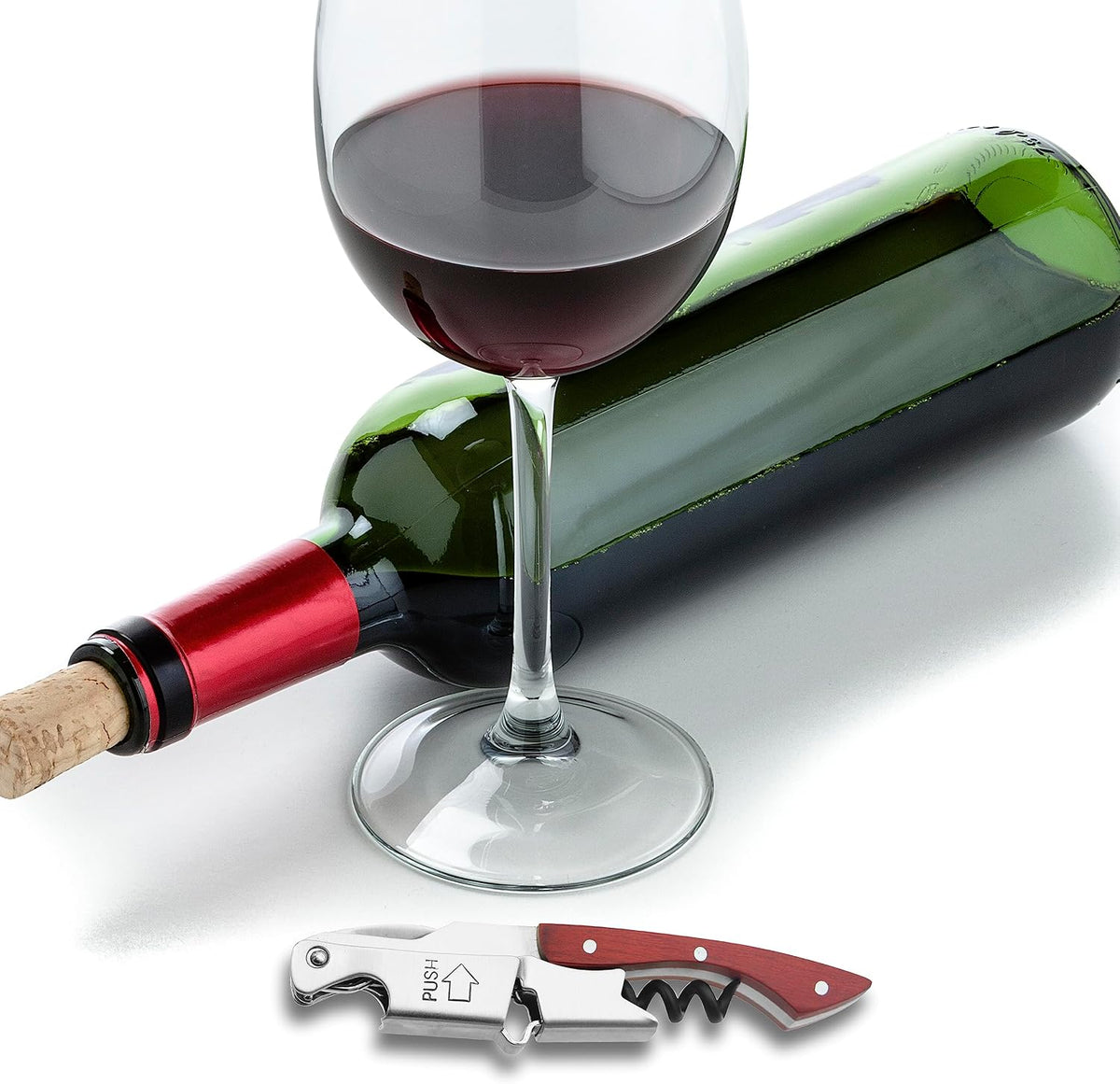 Wine Opener, Wing Corkscrew, Metal Manual Wine Bottle Opener, Multifunctional Cork Screw for Home & Waiters with Beer Bottle Opener, Durable Design