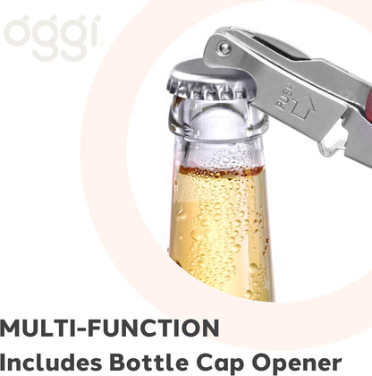 Wine Opener, Wing Corkscrew, Metal Manual Wine Bottle Opener, Multifunctional Cork Screw for Home & Waiters with Beer Bottle Opener, Durable Design