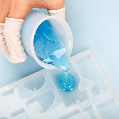 Silicone Resin Measuring Cups Tool Kit- 250 & 100 ml Measure Cups, Silicone Popsicle Stir Sticks, Pipettes, Finger Cots for Epoxy Resin Mixing, Molds, Jewelry Making, Waxing, Easy Clean