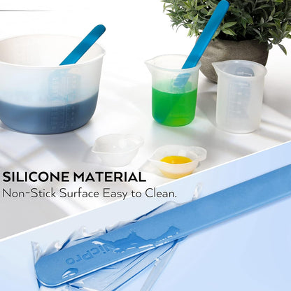 Silicone Resin Measuring Cups Tool Kit- 250 & 100 ml Measure Cups, Silicone Popsicle Stir Sticks, Pipettes, Finger Cots for Epoxy Resin Mixing, Molds, Jewelry Making, Waxing, Easy Clean