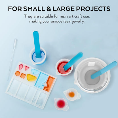 Silicone Resin Measuring Cups Tool Kit- 250 & 100 ml Measure Cups, Silicone Popsicle Stir Sticks, Pipettes, Finger Cots for Epoxy Resin Mixing, Molds, Jewelry Making, Waxing, Easy Clean