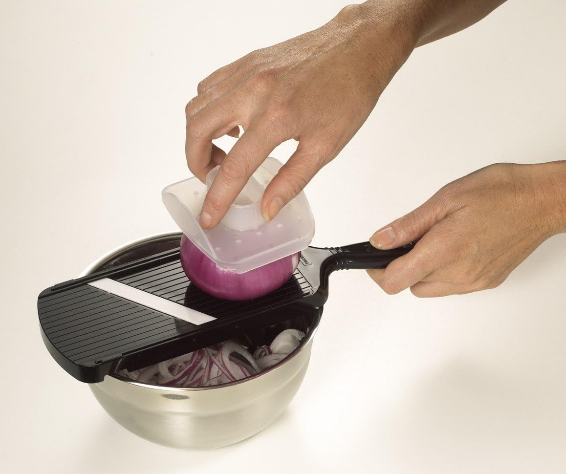 Double-Edged Ceramic Mandoline – Ultra-Sharp 1.5mm Precision Slicer | Double-Edged Mandoline Slicer: 3.5" Ceramic Blade for Fast, Two-Way 1.5mm Slicing with Safety Handguard Included