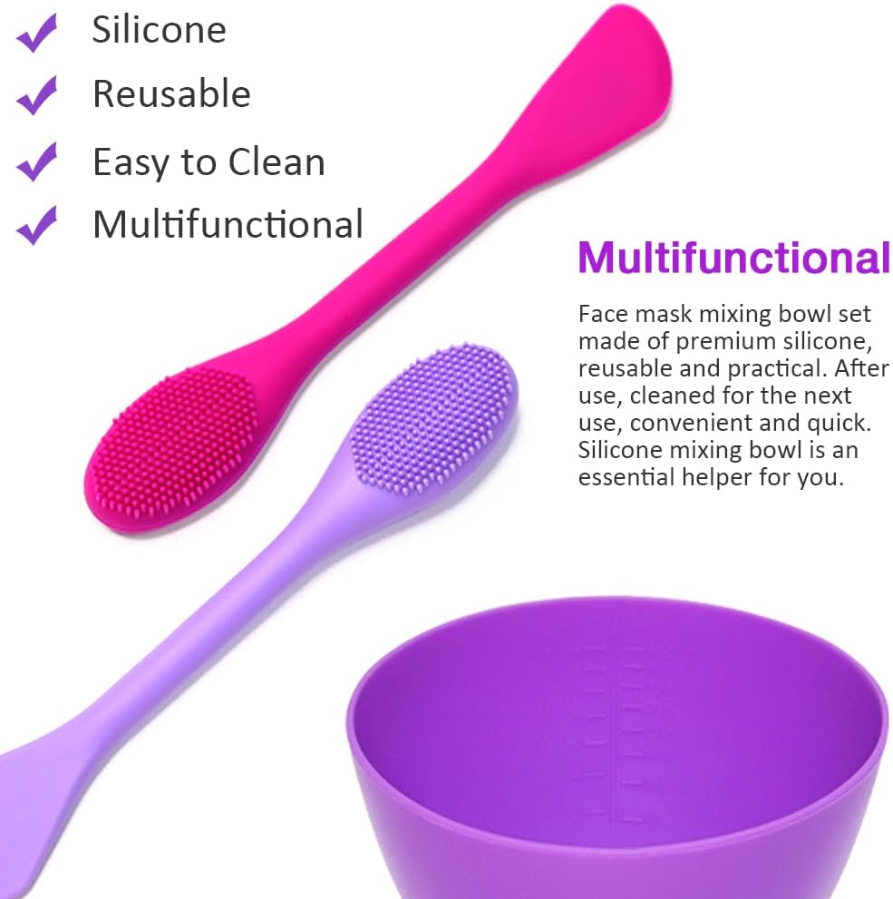 Silicone Mixing Bowl with Face Mask Brushes, 5PCS