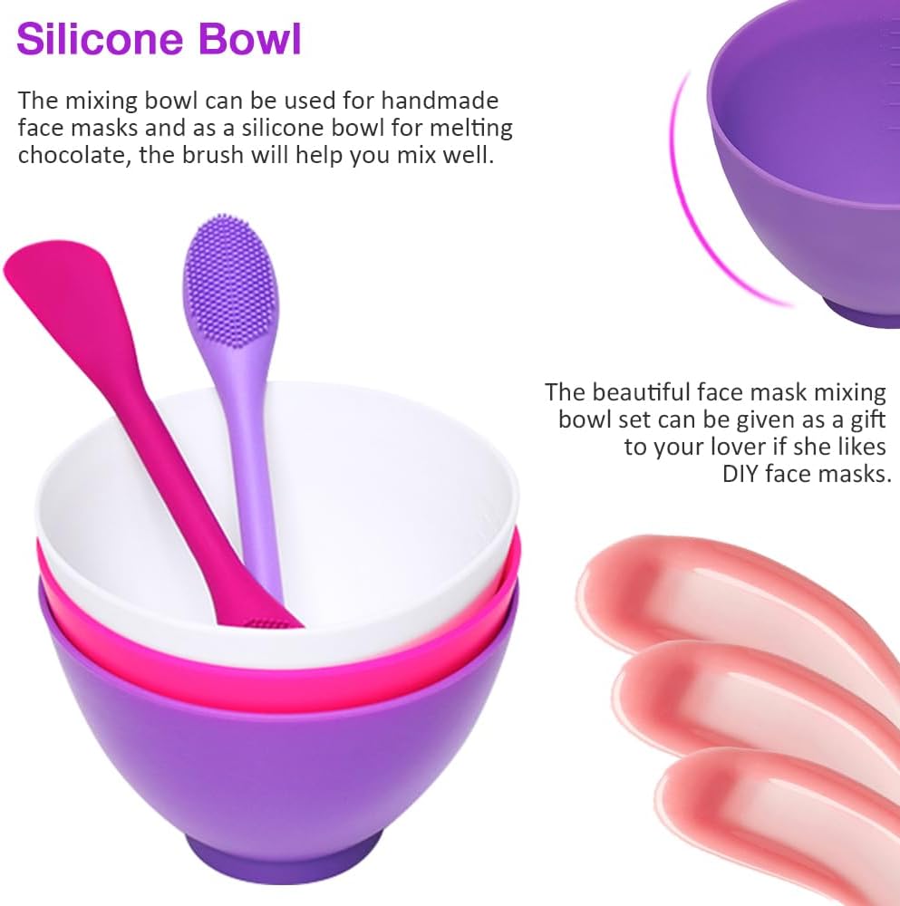 Silicone Mixing Bowl with Face Mask Brushes, 5PCS